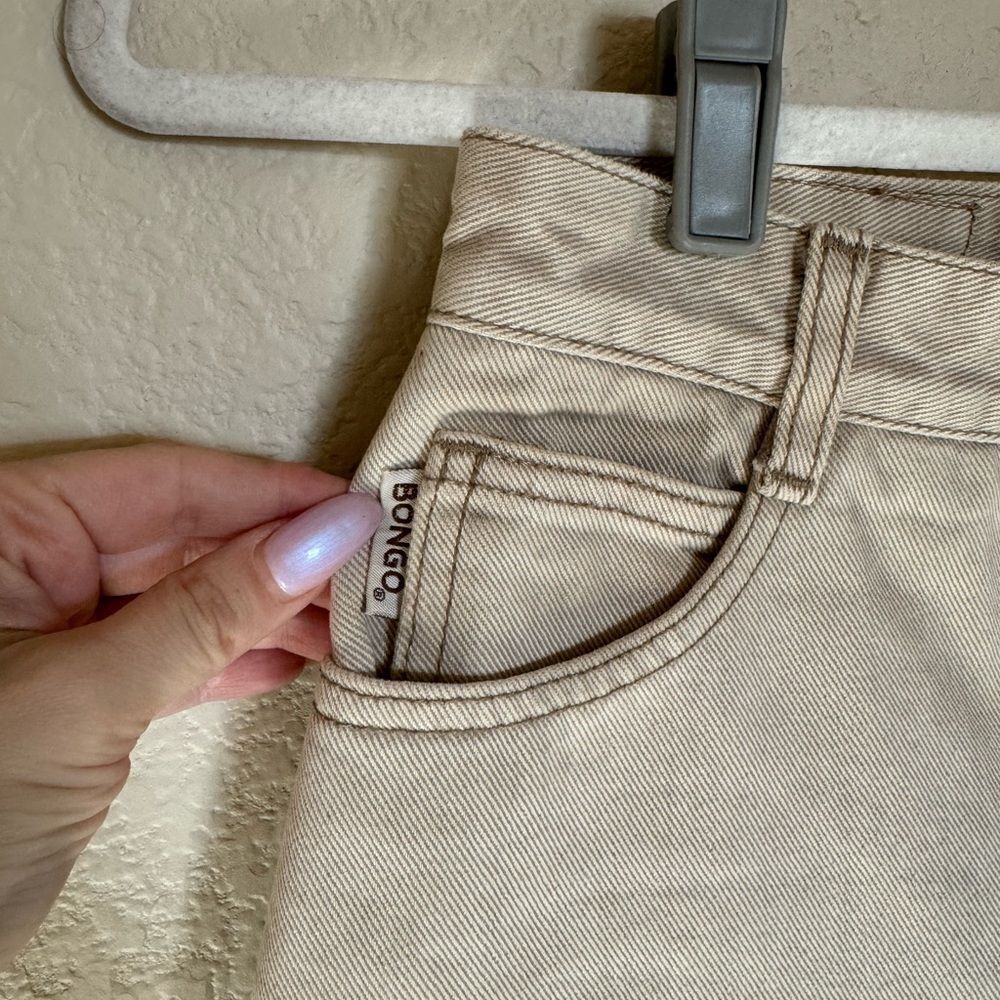 Vintage BONGO High Waisted Mom Jeans Sz‎ 0 Cream Tan Contrast Stitch Western - Picture 7 of 11